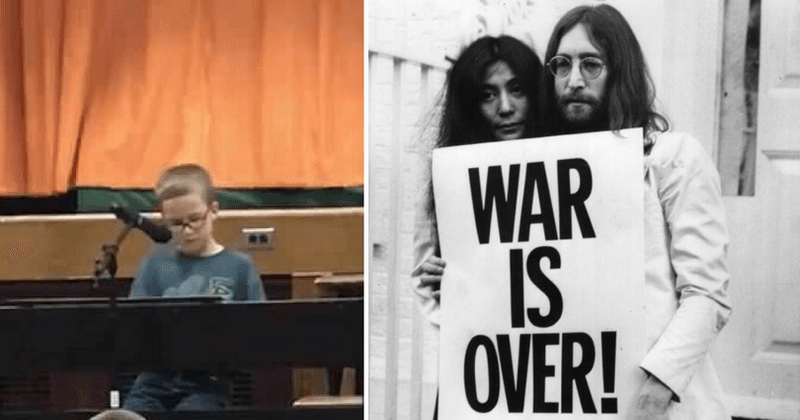 The showstopping moment school student wows classmates with stirring rendition of John Lennon's Imagine