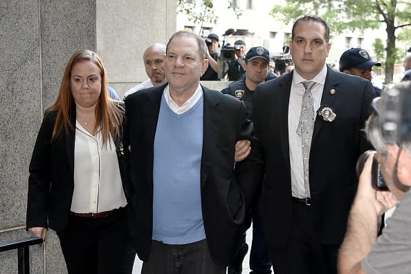 Harvey Weinstein arrives for arraignment at Manhattan Criminal Courthouse (Getty)