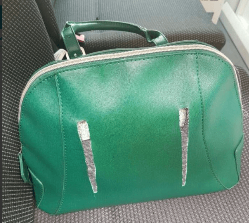 The bag that was violently pulled from Kaczan's hand (Twitter)