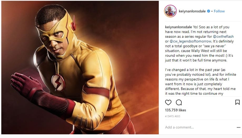 The Instagram post where Lonsdale wrote his goodbyes