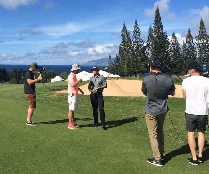 Erik (in pink) is working on a documentary titled 'Be the Ball' (Source: Twitter)