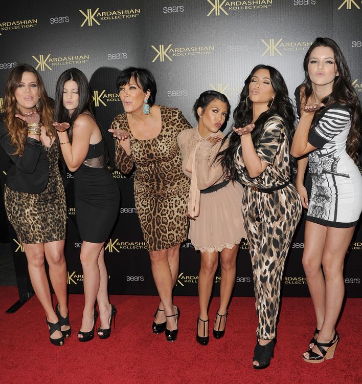 Khloe Kardashian, Kylie Jenner, Kris Kardashian, Kourtney Kardashian, Kim Kardashian, and Kendall Jenner attend the Kardashian Kollection Launch Party at The Colony on August 17, 2011 in Hollywood, California. (Photo by Jason Merritt/Getty Images)