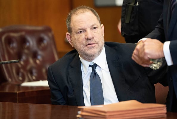 Harvey Weinstein has the allegations read out to him in a court (Source: Getty Images)