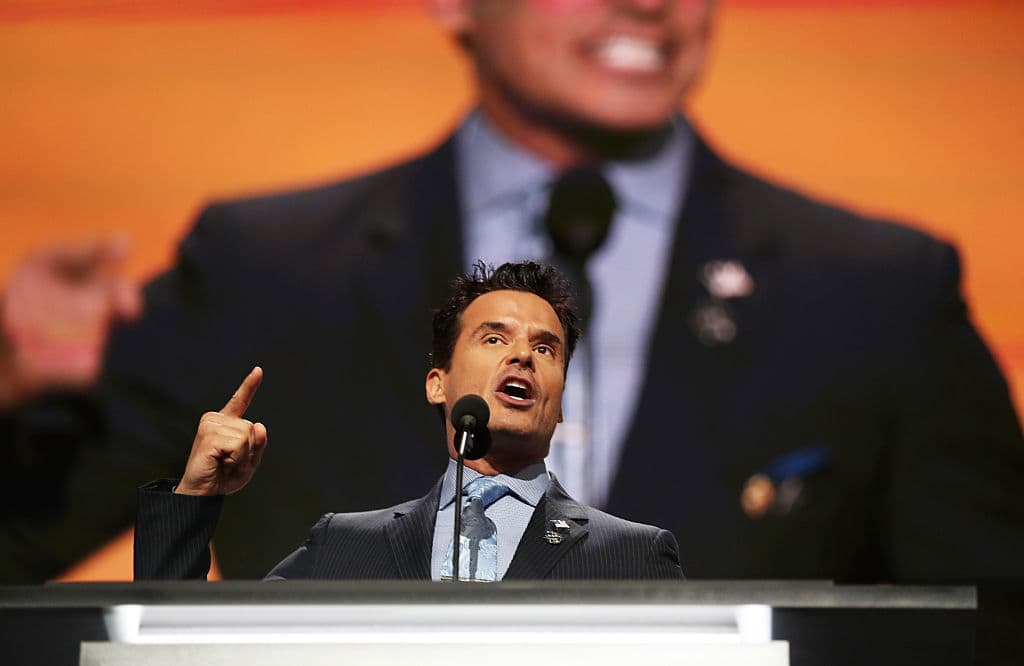 Antonio Sabato Jr. delivers a speech on the first day of the Republican National Convention on July 18, 2016 at the Quicken Loans Arena in Cleveland, Ohio (Getty Images)