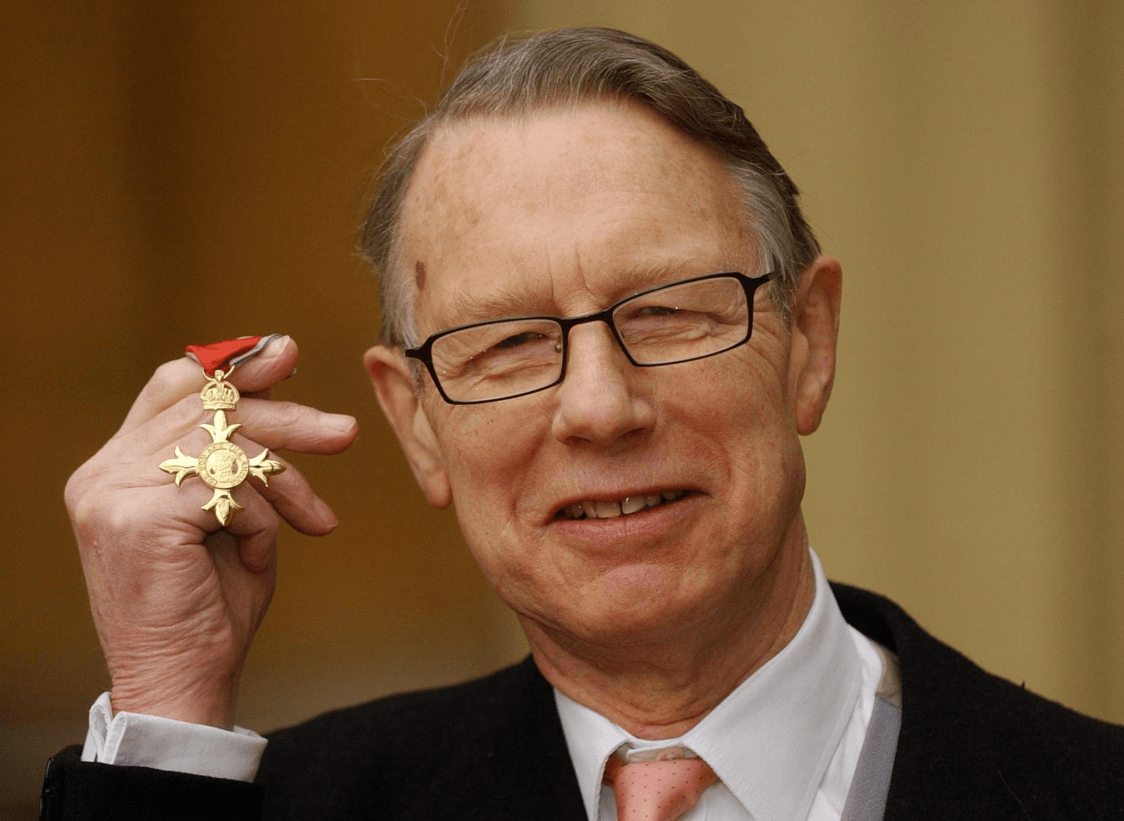 Paul Lamplugh with the OBE medal he received (Twitter)