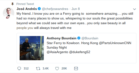 Chef Jose Andres paid tribute to his friend on Twitter. (Twitter)
