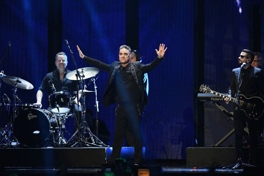 Robbie Williams performs on stage at The BRIT Awards 2017 at The O2 Arena on February 22, 2017 in London, England. (Photo by Gareth Cattermole/Getty Images)