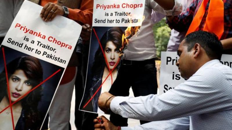 Priyanka's posters were burnt in Delhi, India (Twitter)