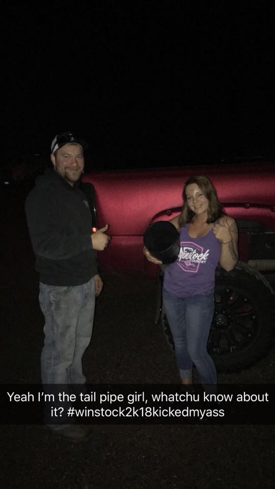 19-year-old Kaitlyn Strom with the tailpipe her head was stuck in (Facebook)