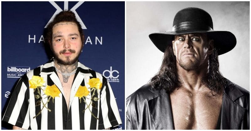 Smash hit: The Undertaker chokeslammed Post Malone at his concert