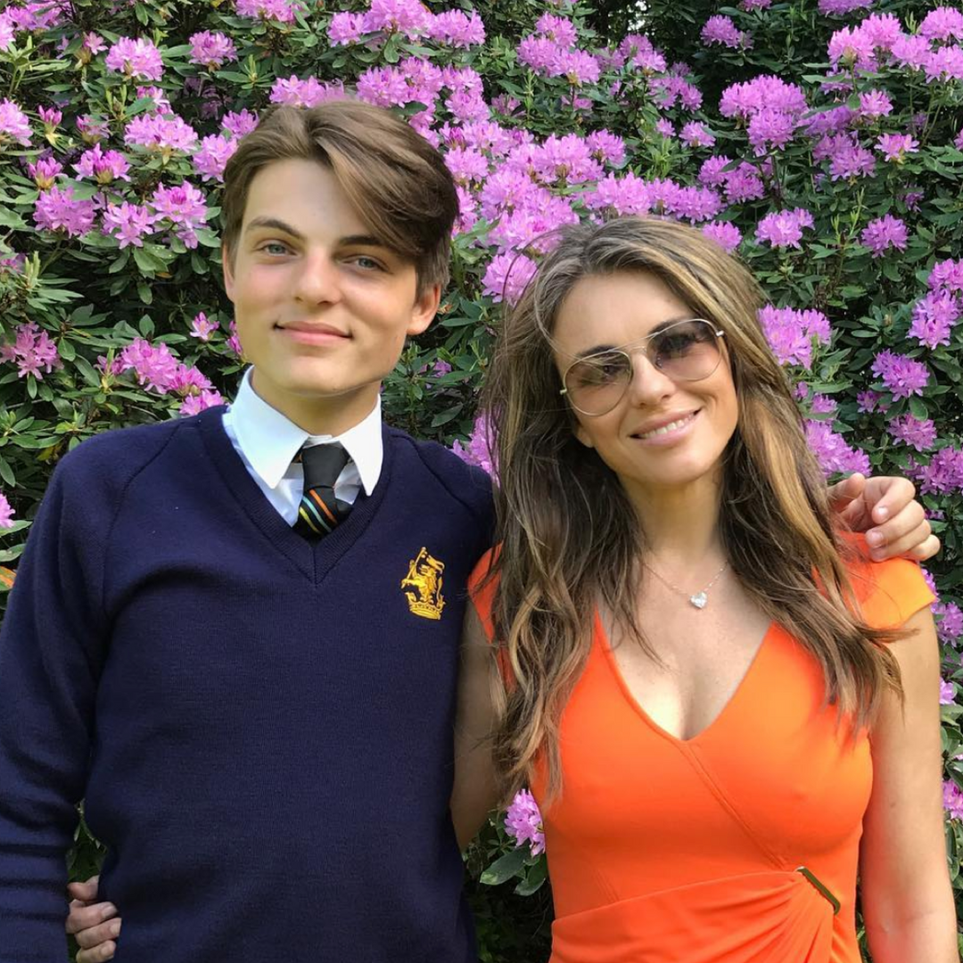 Elizabeth Hurley and her son Damian