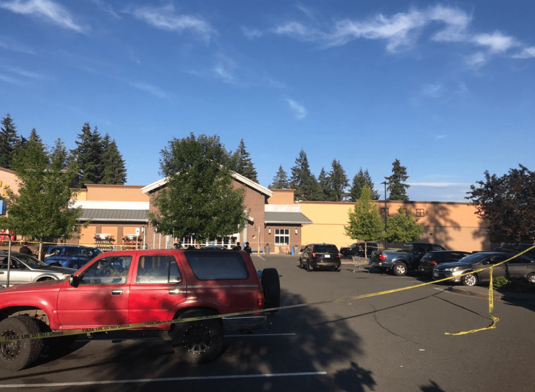The parking lot of the Walmart where the armed carjacker was shot dead by an armed bystander (Twitter)
