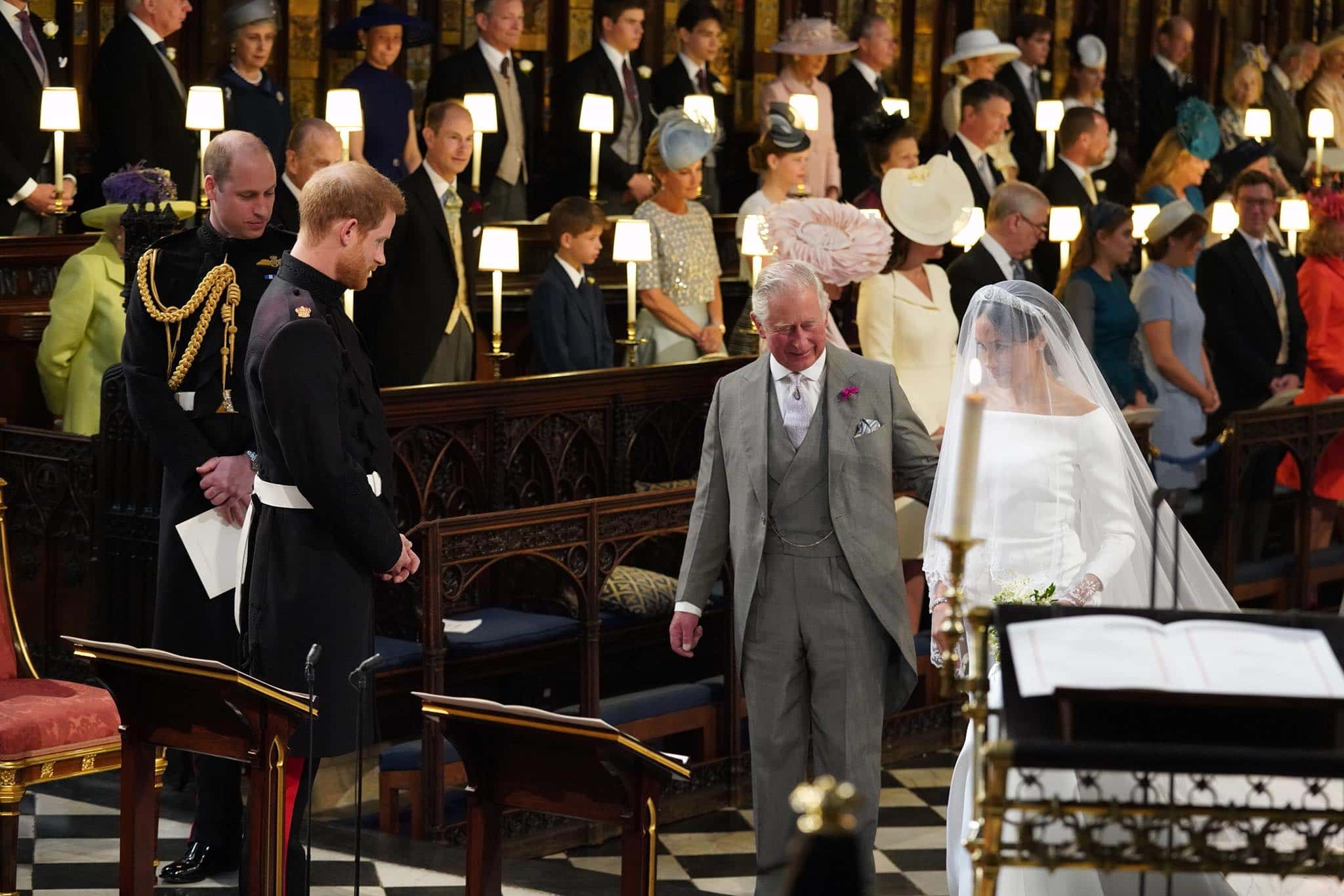 Prince Charles walking Meghan Markle down the aisle (Facebook)