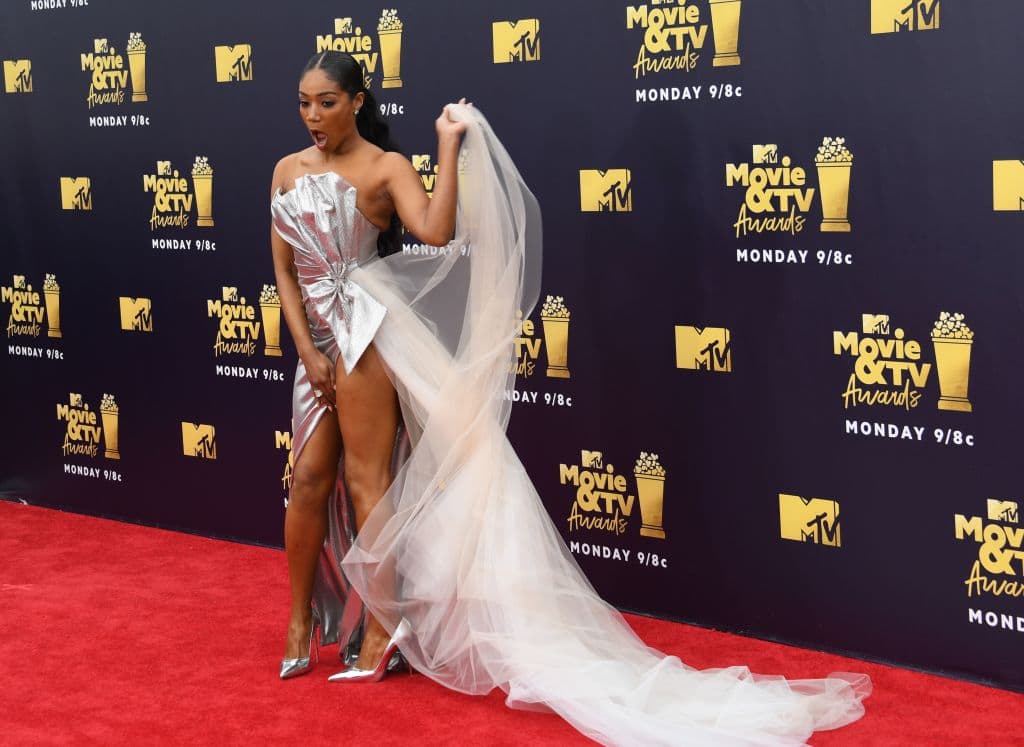 Tiffany Haddish had a near wardrobe malfunction (Twitter)