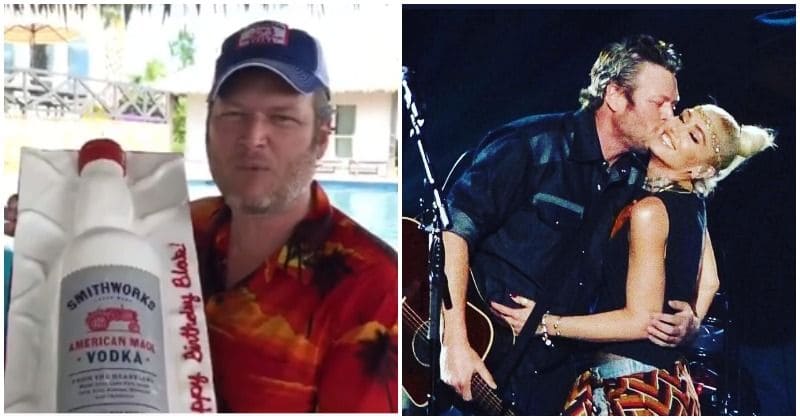 Cheers! Blake Shelton turns 42 with a giant bottle of booze cake and his girlfriend Gwen Stefani by his side
