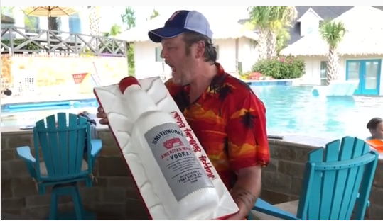 Blake Shelton celebrated his birthday with a giant alcohol shaped cake (Instagram)