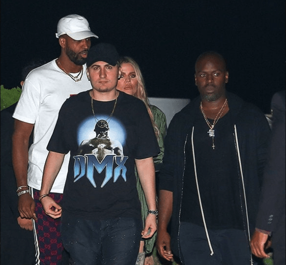 The couple was joined by momager Kris Jenner's boyfriend Corey Gamble for dinner (Twitter)
