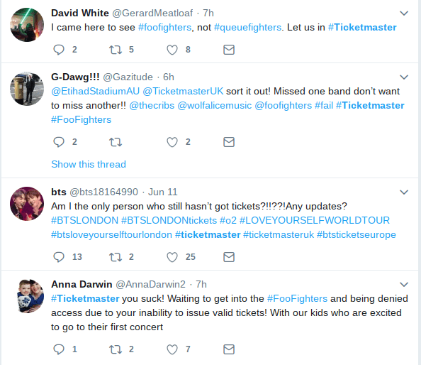 Fans took to Twitter to complain about tickets. (Twitter)