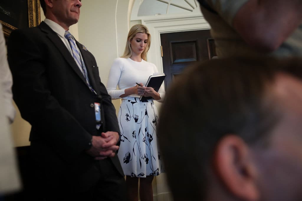 Ivanka Trump listens as Donald Trump speaks on immigration issues with members of the US Congress in the White House on June 20, 2018. (Photo by Win McNamee/Getty Images)