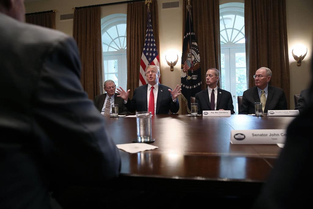 Donald Trump meets with members of the US Congress on immigration in the Cabinet Room of the White House on June 20, 2018 in Washington. (Photo by Win McNamee/Getty Images)