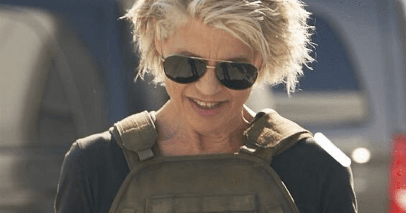 Linda Hamilton reprises her Terminator role of Sarah Connor
