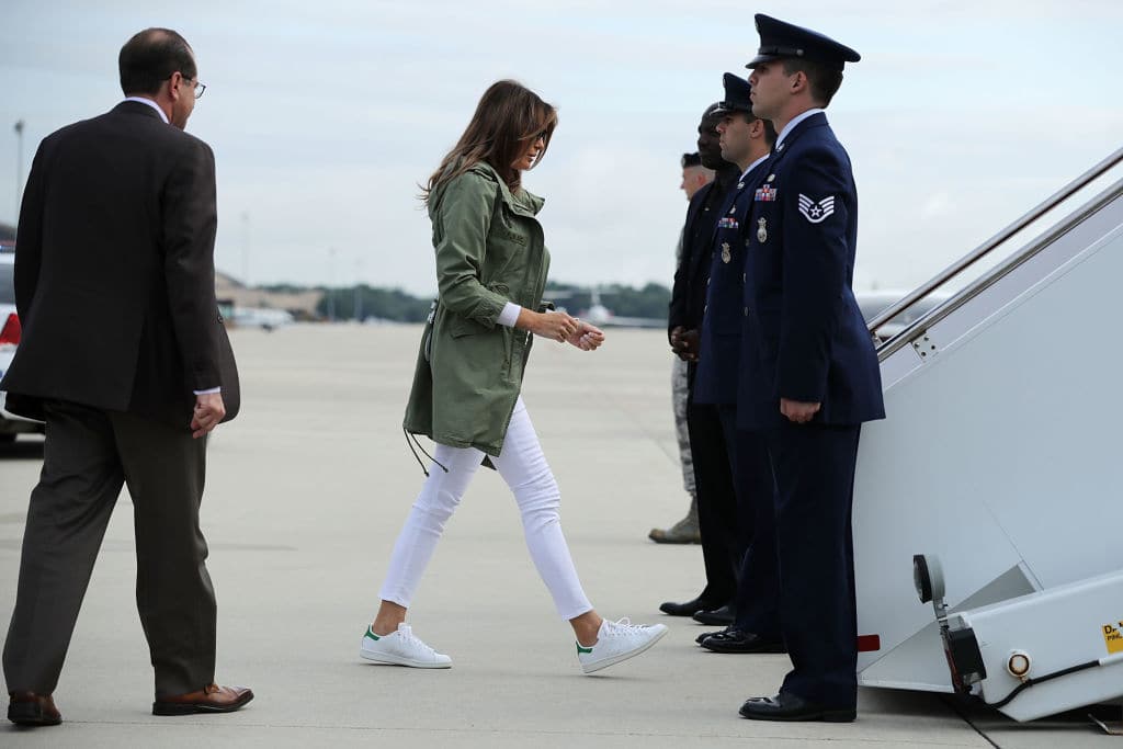 Melania Trump wore a Zara jacket that cost her $39 (Photo by Chip Somodevilla/Getty Images)