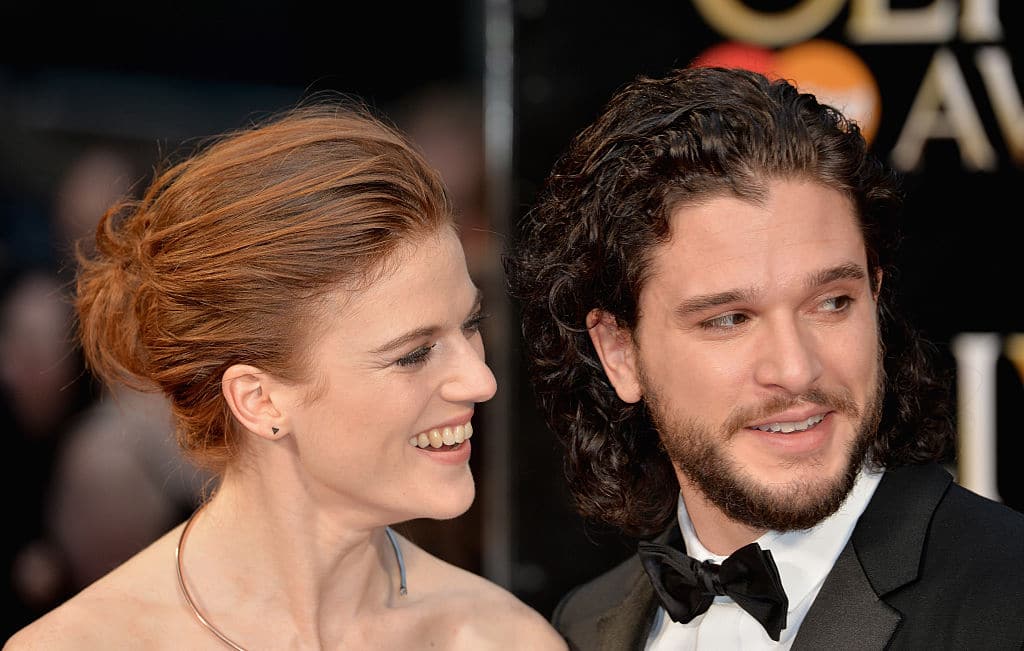 Rose Leslie and Kit Harington attend The Olivier Awards with Mastercard at The Royal Opera House on April 3, 2016 in London, England. (Photo by Anthony Harvey/Getty Images)