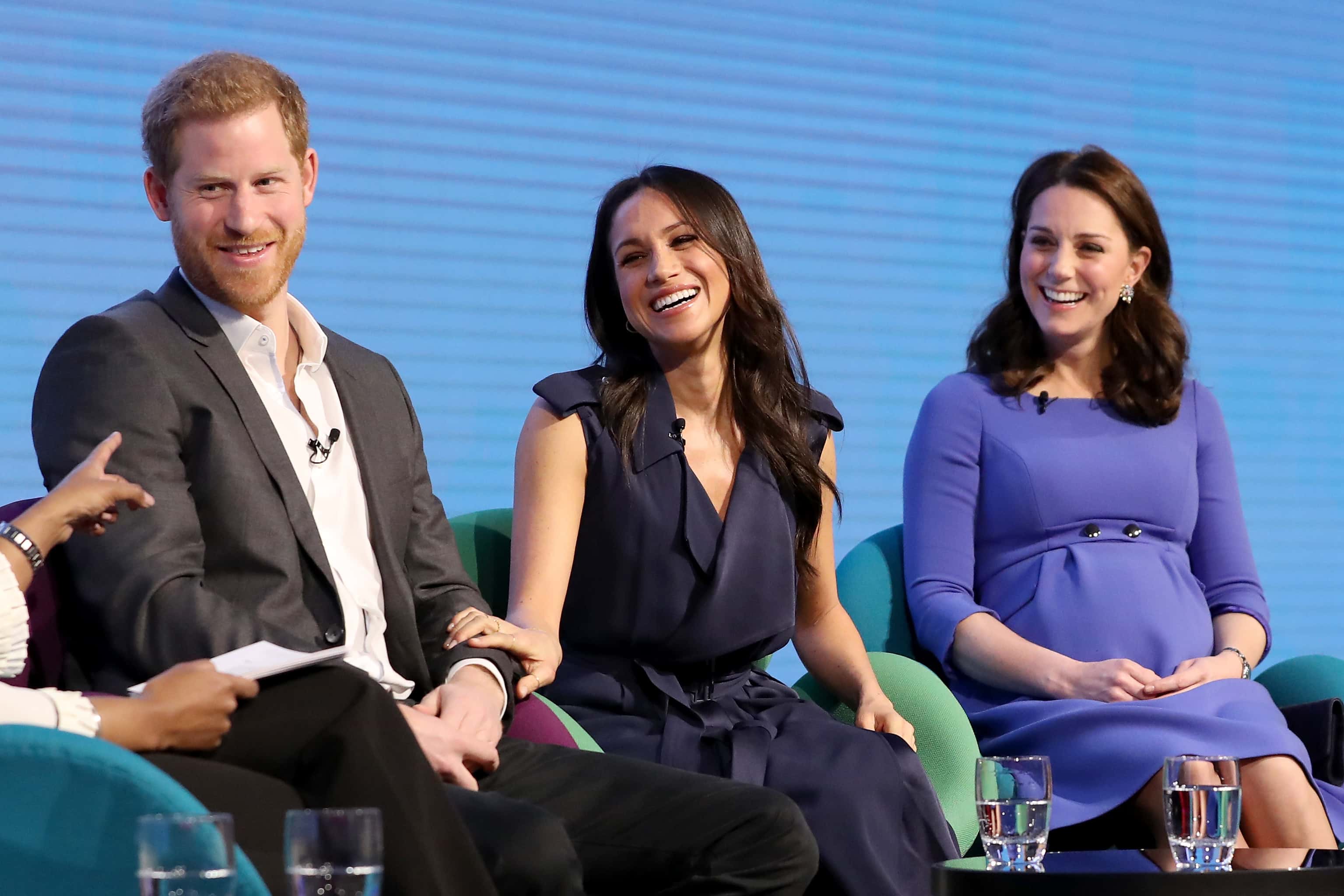 Prince Harry and Meghan Markle with Kate Middleton when she was pregnant with Prince Louis (Getty Images)