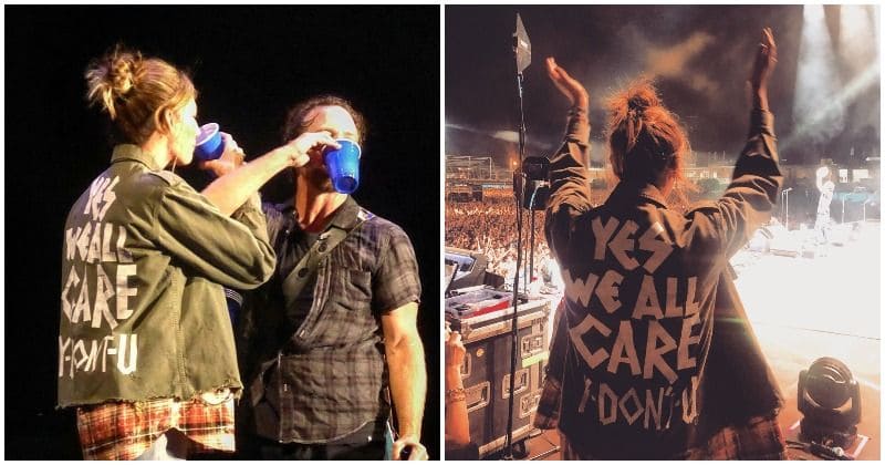 Eddie Vedder’s wife Jill hits back at Melania Trump with a message on her jacket at Pearl Jam show