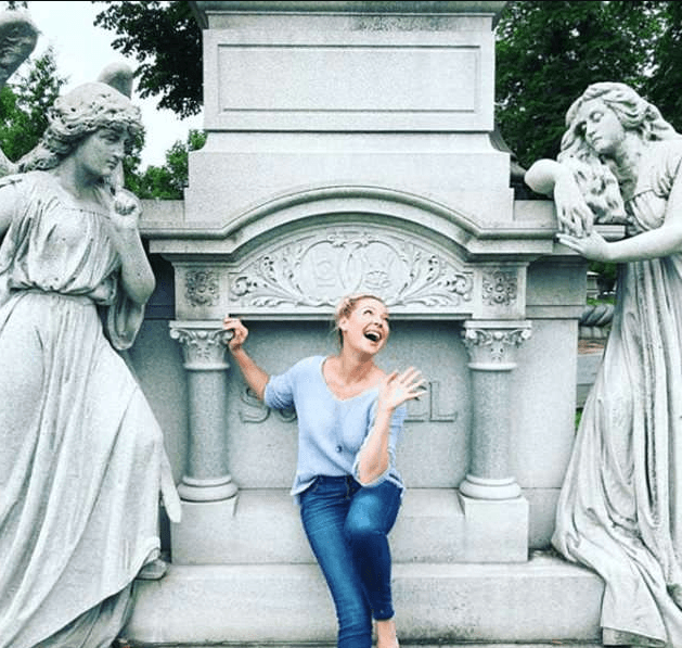 Katherine Heigl took to Instagram to post a series of "silly" snaps from a cemetery to make her visit more lighthearted but eventually took them down after receiving flack (Source: Instagram)
