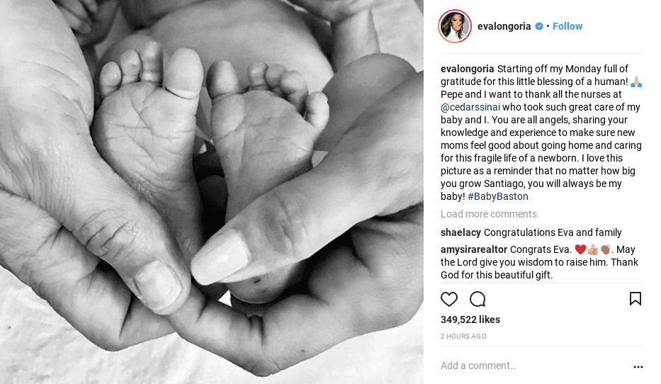 Longoria posted on Instagram and Twitter about her child. (Instagram)