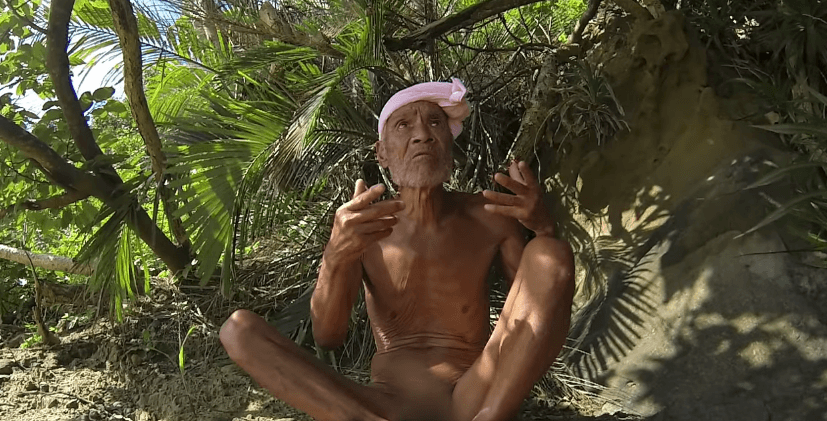 The 'naked hermit' shunned mainstream society and set up a base on Sotobanari island in 1989. (Screengrab)