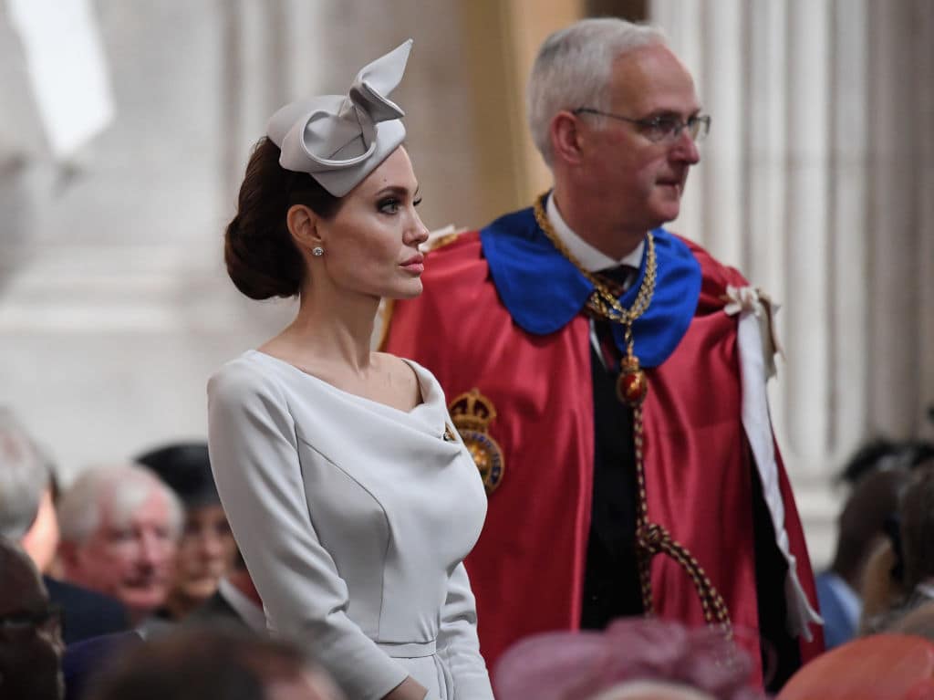 Actress and director Angelina Jolie arrives ahead of the Order Of St George 200th Anniversary Service at St Paul's Cathedral on June 28, 2018 in London, England. (Photo by Leon Neal/Getty Images)