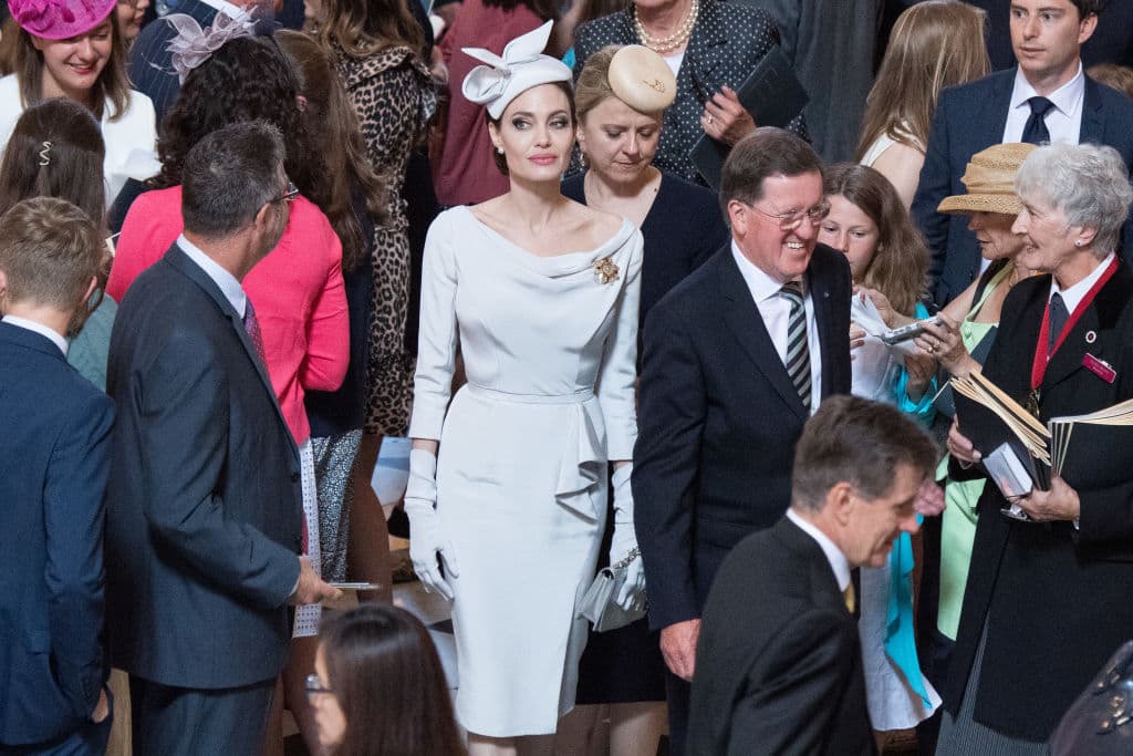 Angelina Jolie attends the Service of Commemoration and Dedication, marking the 200th anniversary of the Most Distinguished Order of St Michael and St George at St Paul's Cathedral on June 28, 2018 in London, England. (Photo by Jeff Spicer/Getty Images)