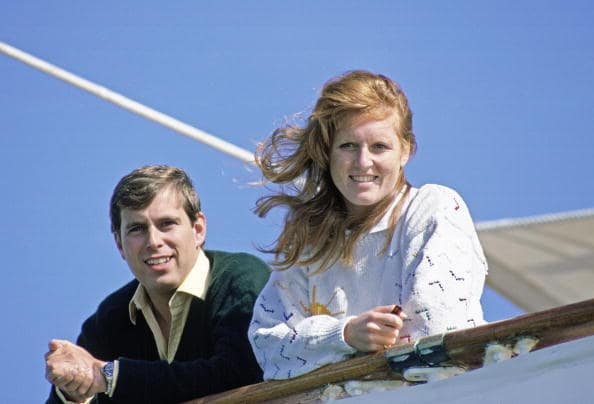 The Duke And Duchess Of York returning from their honeymoon on board the Royal yacht Britannia (Photo by Tim Graham/Getty Images)