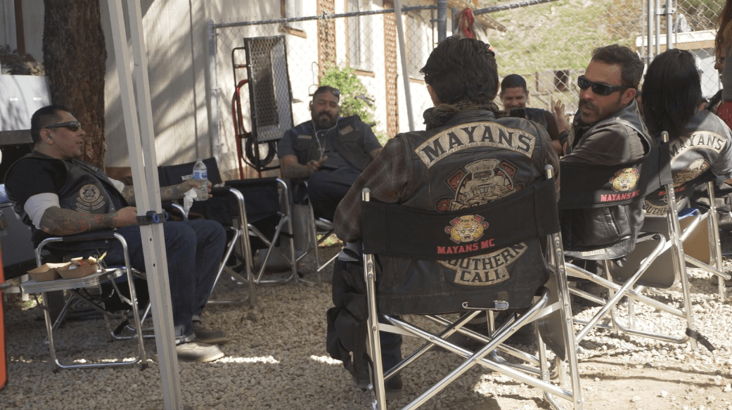 Behind the scenes shot posted by the official Mayans MC account. Source: Twitter
