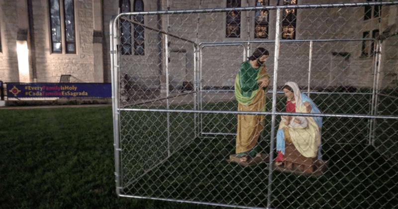 Indiana church puts 'Jesus, Mary and Joseph in ICE Detention' cage - makes a bold statement about immigration policy