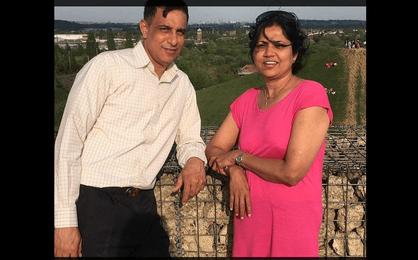 Father of two Vijay Kumar Patel pictured with his wife Vibha. (Twitter)