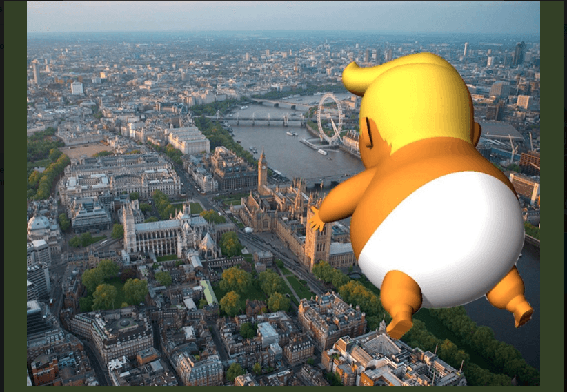 A computer-generated image shows what the balloon might look like during the protest. (Twitter)