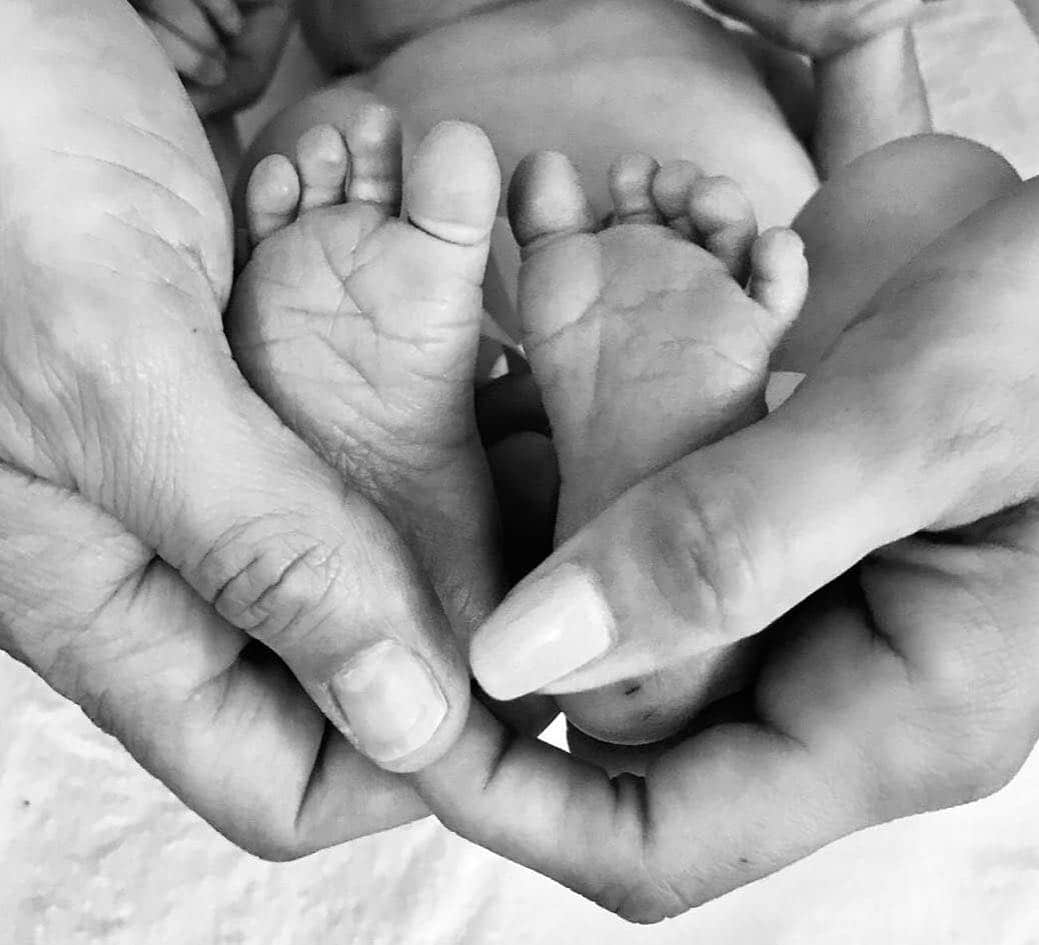 Eva Longoria had announced the birth of her first child, Santiago, with this sweet photo. (Source: Instagram)