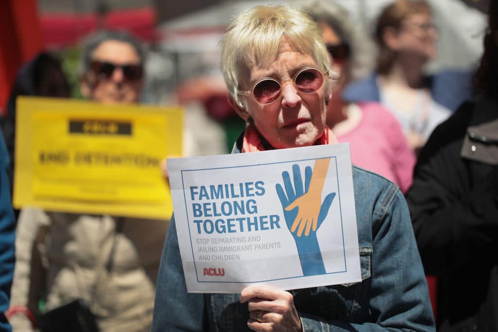 Demonstrators protest Trump administration policy that enables federal agents to separate undocumented migrant children from their parents at the border on June 5, 2018 in Chicago, Illinois. (Getty Images)