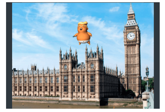 A computer-generated image shows what the balloon might look like during the protest. (Twitter)