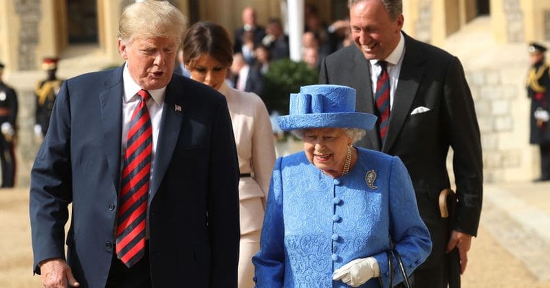 Donald Trump meets the Queen at Windsor Castle, far away from protesting London