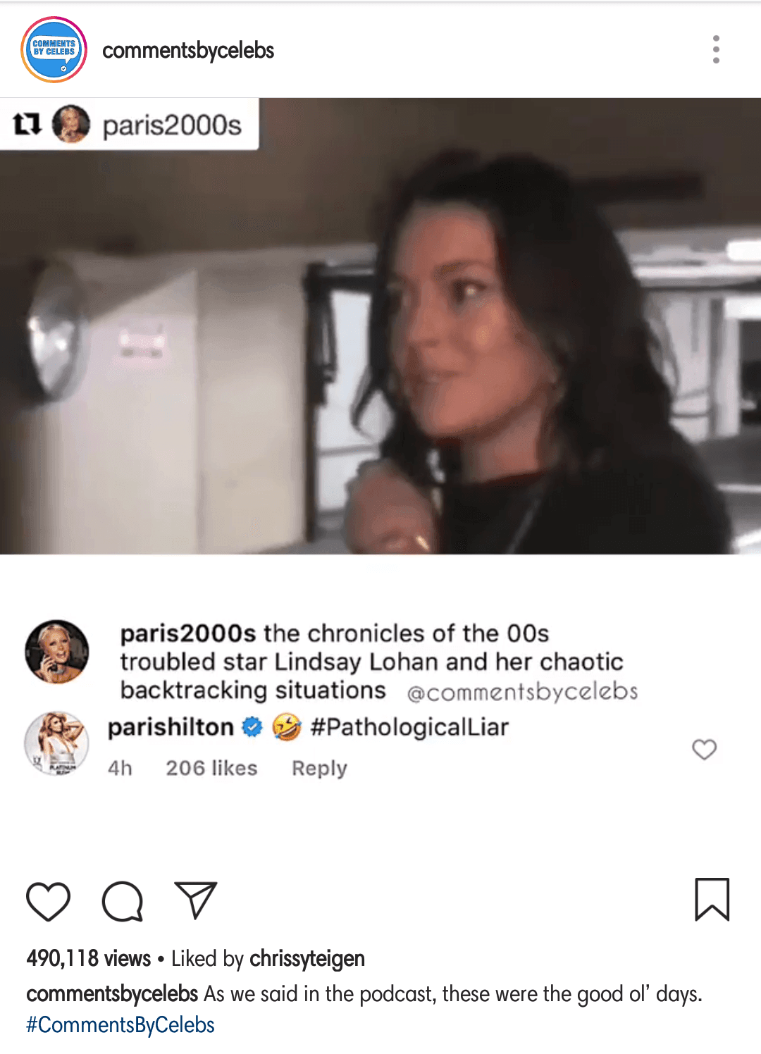 Paris Hilton nailing the coffin on speculations over her and ex-bestie Lindsay Lohan's feud. Source: Instagram