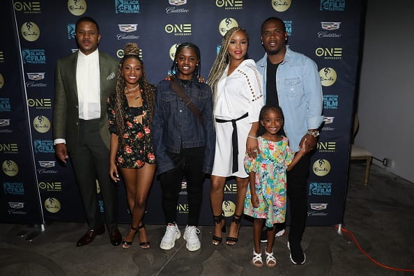 Hosea Chanchez, Imani Hakim, Bre-Z, Letoya Luckett, Tommicus Walker, and Madison Walker attend TV One Private Dinner during American Black Film Festival 2018 at Mondrian South Beach on June 15, 2018 in Miami, Florida. (Photo by Aaron Davidson/Getty Images for TV One)