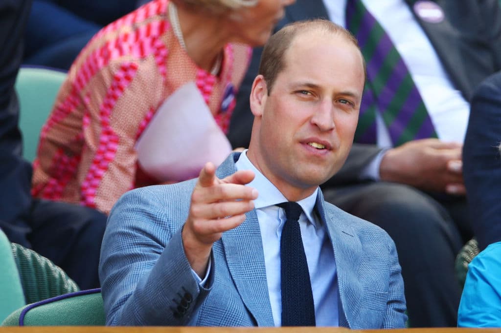 Prince William, Duke of Cambridge attends the Men's Singles final on day thirteen of the Wimbledon Lawn Tennis Championships at All England Lawn Tennis and Croquet Club on July 15, 2018 in London, England. (Photo by Clive Brunskill/Getty Images)