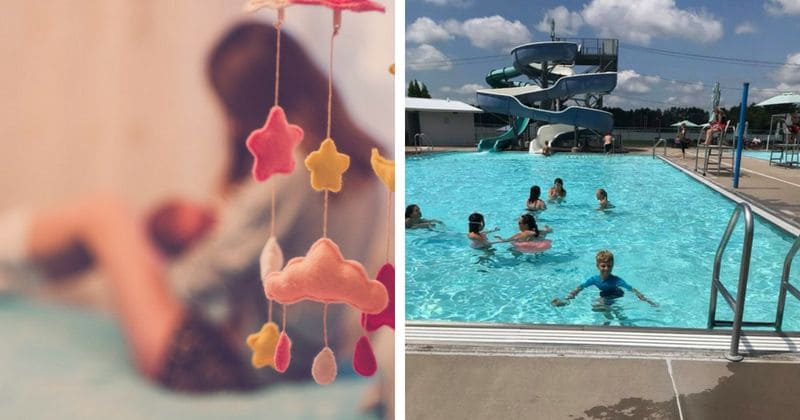 Breastfeeding mom holds protest outside aquatic center after being told "to cover up" at kiddie pool