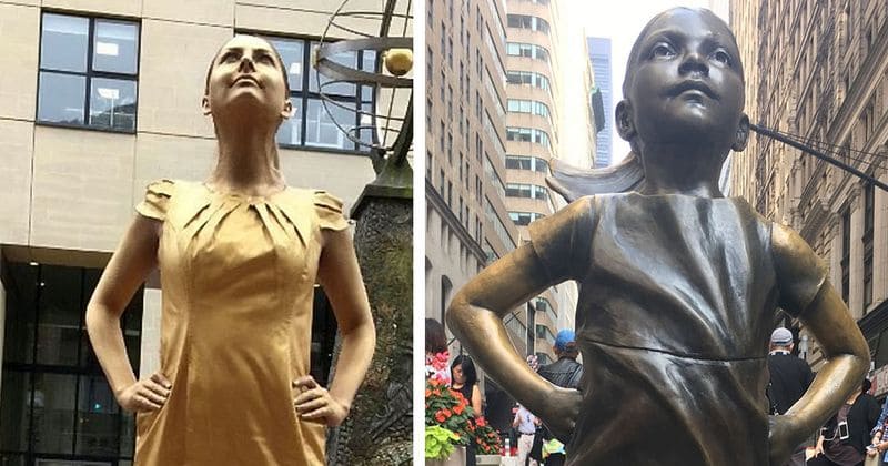 Woman bags dream job after standing outside office dressed as iconic 'Fearless Girl' statue for hours