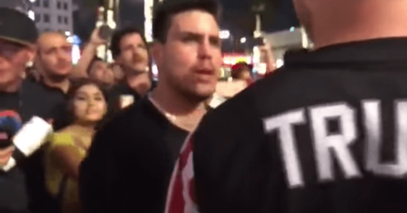 Brawl breaks out at Trump's Walk of Fame star in Hollywood after it was destroyed with a pickaxe