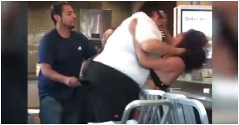 New footage of viral McDonald's fight shows customer hurling abuse at worker before brawl breaks out